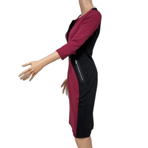 HOMEYEE Women's Pencil Stretch Dress 3/4 Sleeve Fushia/black Size‎ 8 - Picture 5 of 9